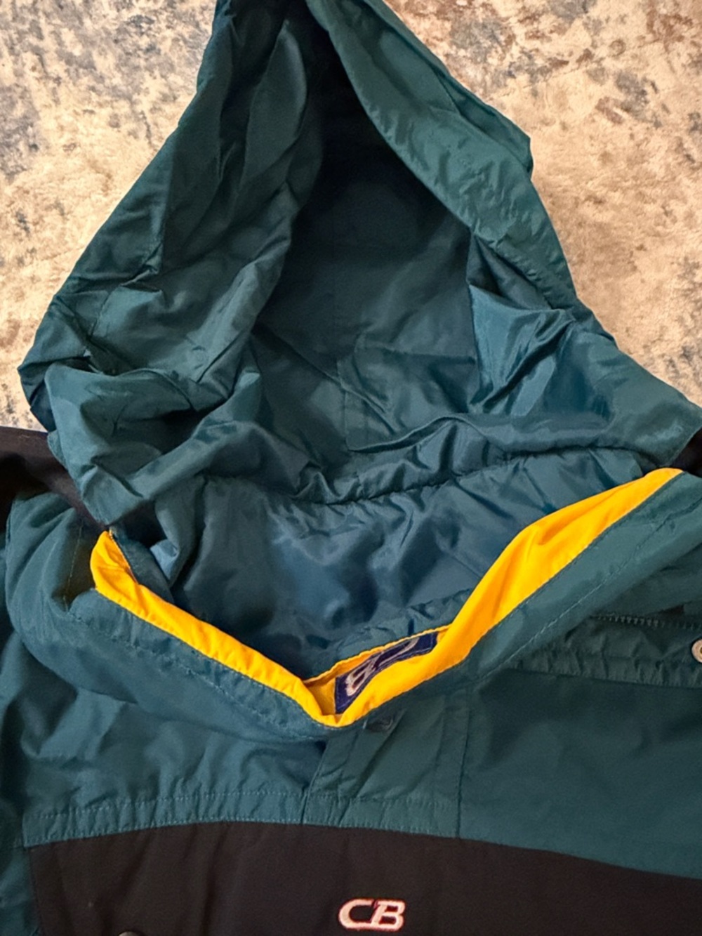 Vintage CB Sports Anorak Jacket XXXL Green Black Pullover Hooded - Picture 5 of 12